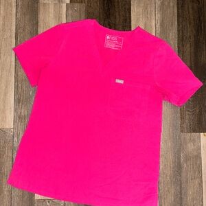 Figs Shocking Pink Scrub Top